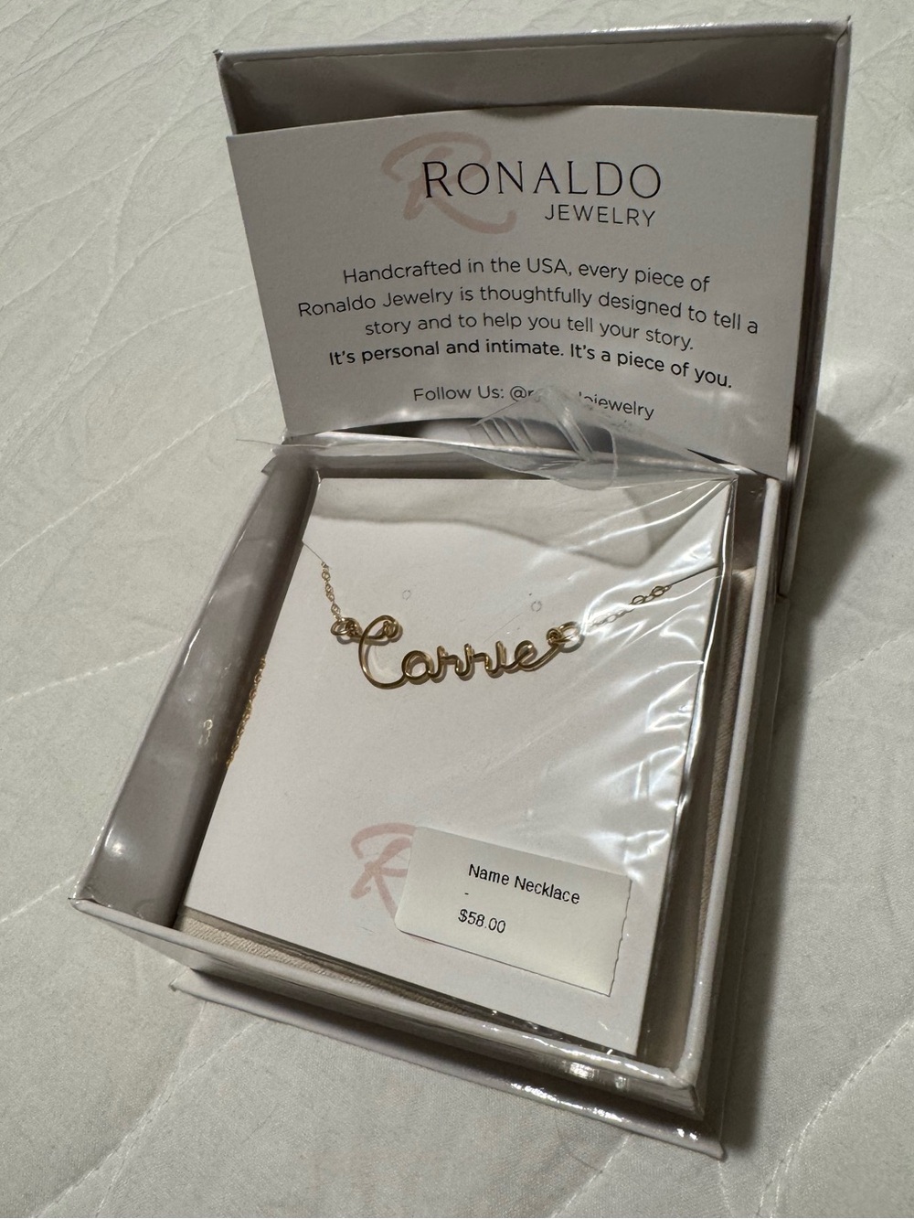 Ronaldo Gold 'Carrie' Name Necklace
